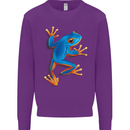 A Cool Frog Climbing Up Kids Sweatshirt Jumper Purple