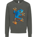 A Cool Frog Climbing Up Kids Sweatshirt Jumper Storm Grey
