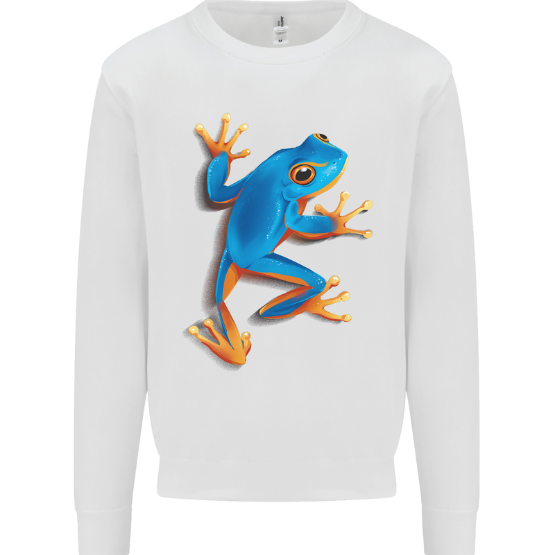 A Cool Frog Climbing Up Kids Sweatshirt Jumper White