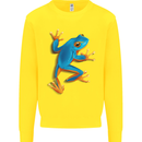 A Cool Frog Climbing Up Kids Sweatshirt Jumper Yellow