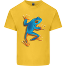 A Cool Frog Climbing Up Kids T-Shirt Childrens Yellow
