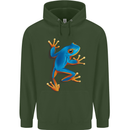 A Cool Frog Climbing Up Mens 80% Cotton Hoodie Forest Green