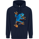 A Cool Frog Climbing Up Mens 80% Cotton Hoodie Navy Blue