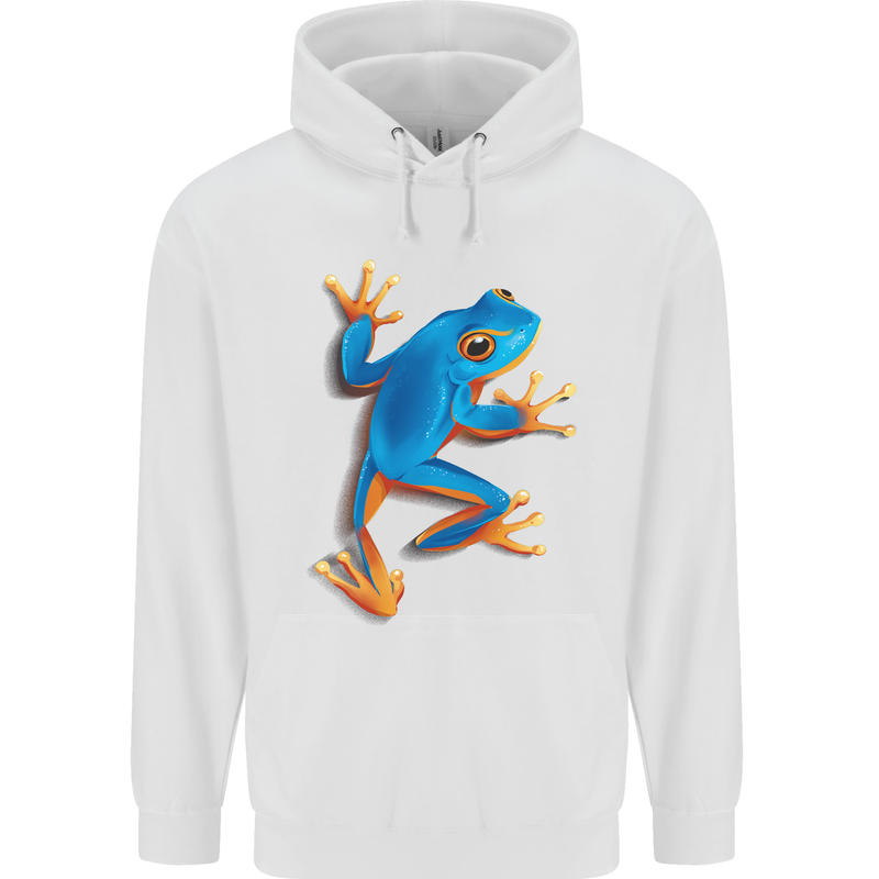 A Cool Frog Climbing Up Mens 80% Cotton Hoodie White