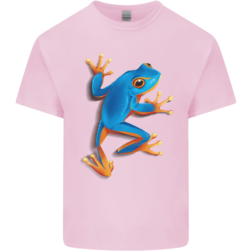 A Cool Frog Climbing Up Mens Cotton T-Shirt Tee Top Light Pink