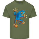 A Cool Frog Climbing Up Mens Cotton T-Shirt Tee Top Military Green