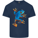 A Cool Frog Climbing Up Mens Cotton T-Shirt Tee Top Navy Blue
