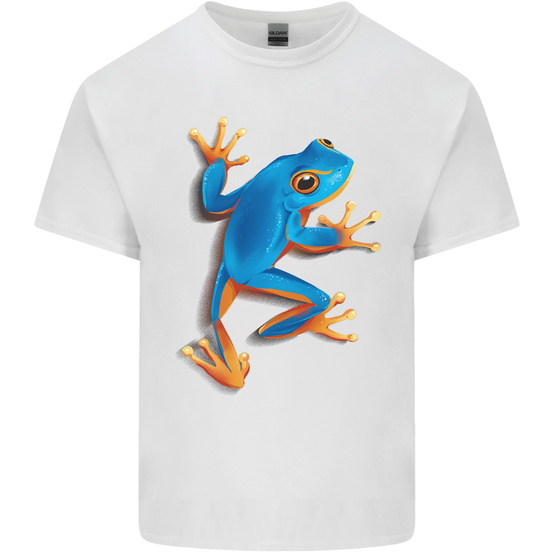 A Cool Frog Climbing Up Mens Cotton T-Shirt Tee Top White