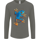 A Cool Frog Climbing Up Mens Long Sleeve T-Shirt Charcoal