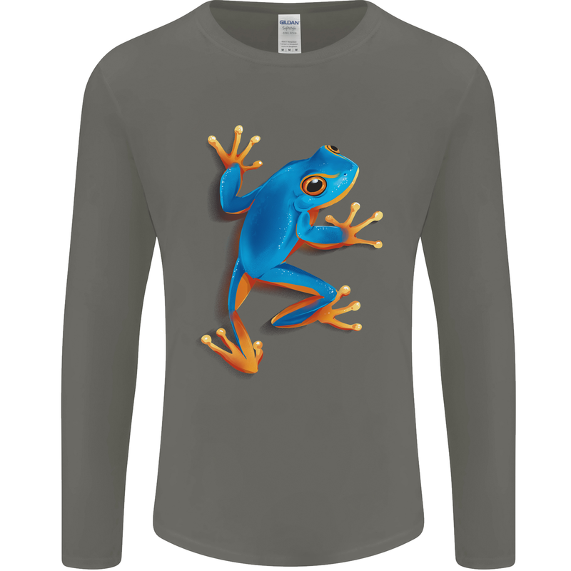 A Cool Frog Climbing Up Mens Long Sleeve T-Shirt Charcoal