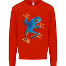 A Cool Frog Climbing Up Mens Sweatshirt Jumper Bright Red