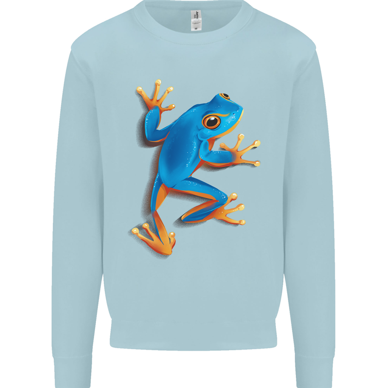 A Cool Frog Climbing Up Mens Sweatshirt Jumper Light Blue