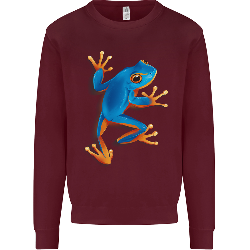 A Cool Frog Climbing Up Mens Sweatshirt Jumper Maroon