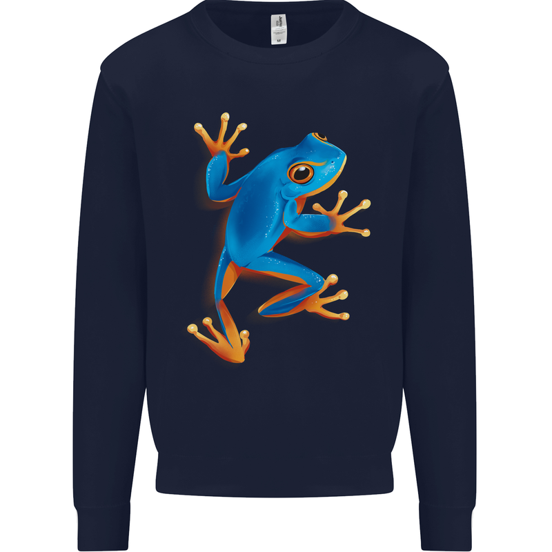 A Cool Frog Climbing Up Mens Sweatshirt Jumper Navy Blue