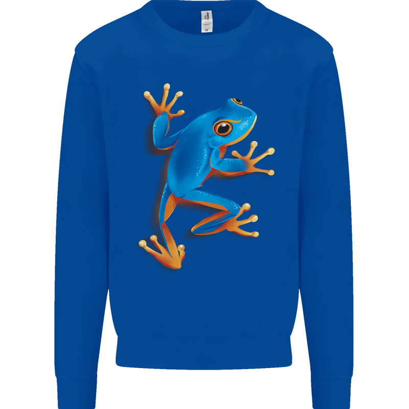 A Cool Frog Climbing Up Mens Sweatshirt Jumper Royal Blue
