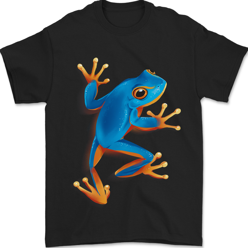 A Cool Frog Climbing Up Mens T-Shirt 100% Cotton Black