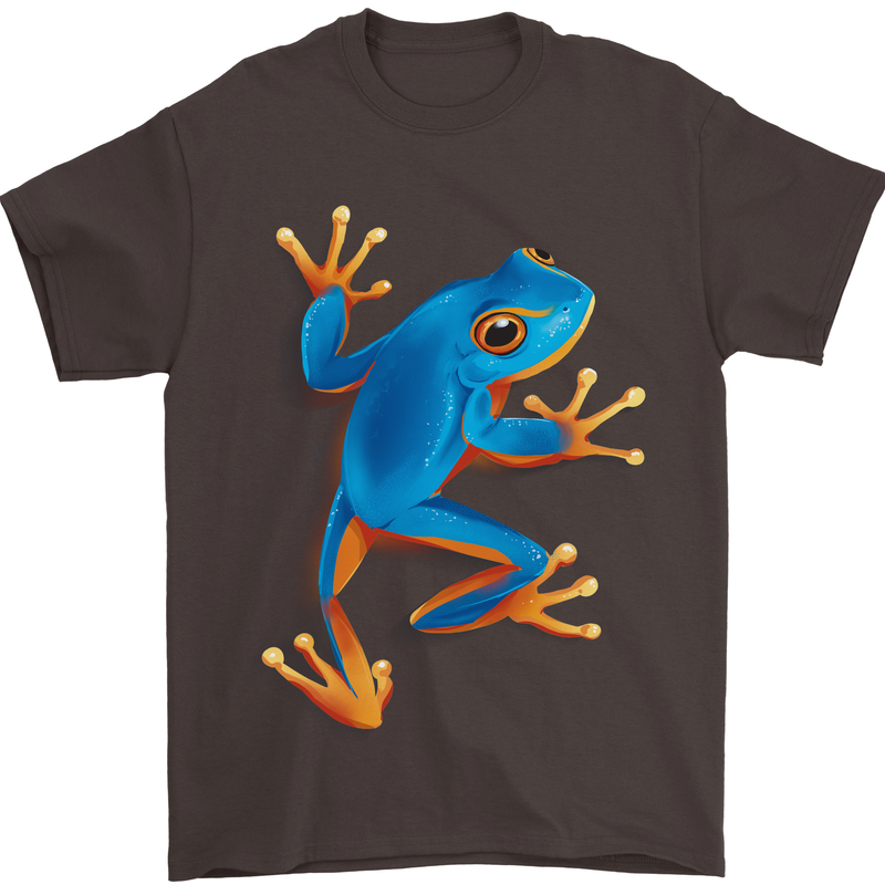A Cool Frog Climbing Up Mens T-Shirt 100% Cotton Dark Chocolate