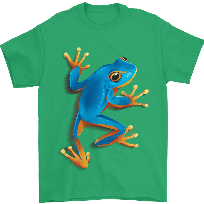 A Cool Frog Climbing Up Mens T-Shirt 100% Cotton Irish Green