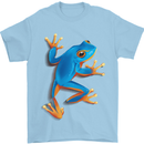 A Cool Frog Climbing Up Mens T-Shirt 100% Cotton Light Blue