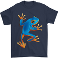 A Cool Frog Climbing Up Mens T-Shirt 100% Cotton Navy Blue
