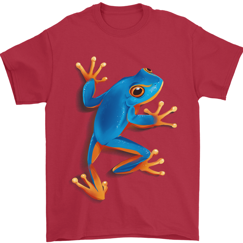 A Cool Frog Climbing Up Mens T-Shirt 100% Cotton Red