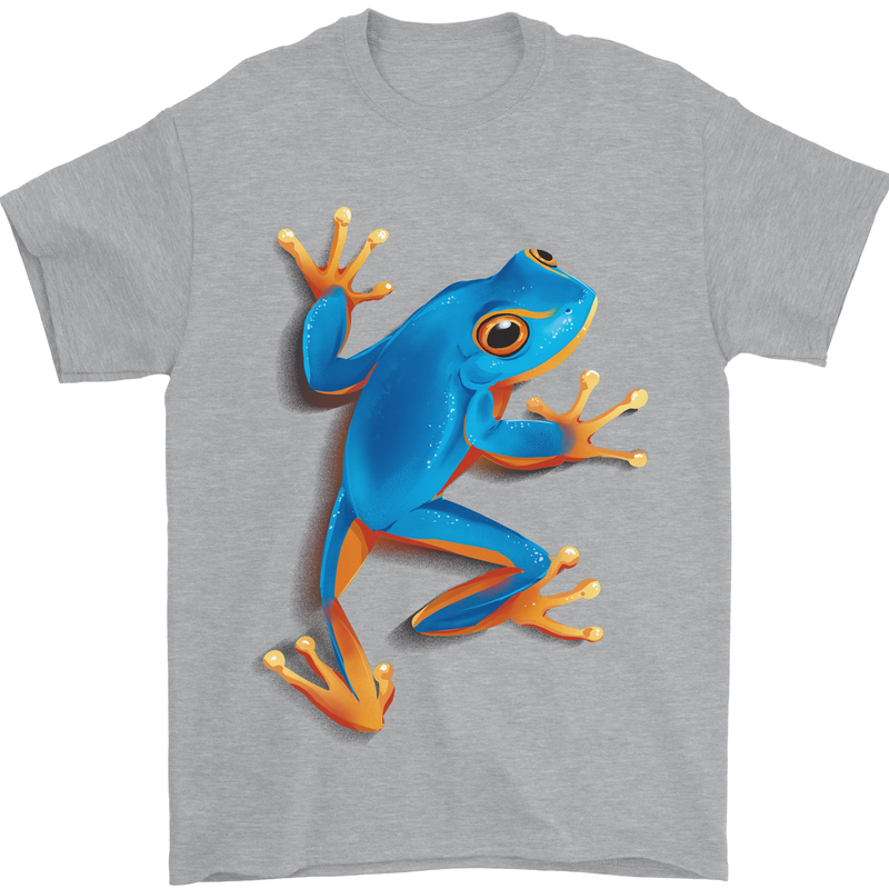 A Cool Frog Climbing Up Mens T-Shirt 100% Cotton Sports Grey