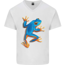 A Cool Frog Climbing Up Mens V-Neck Cotton T-Shirt White