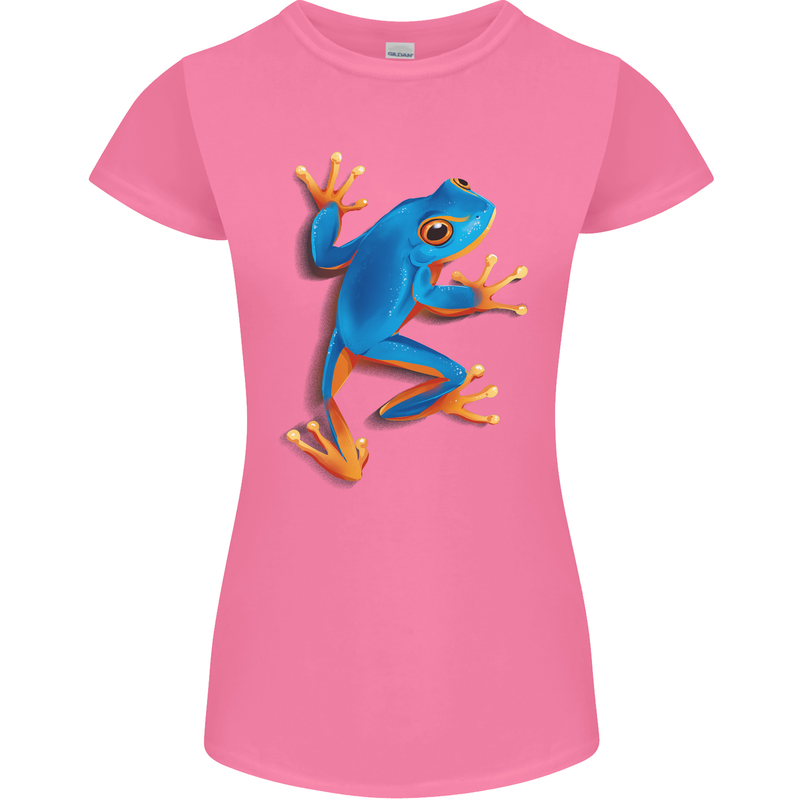 A Cool Frog Climbing Up Womens Petite Cut T-Shirt Azalea