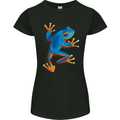 A Cool Frog Climbing Up Womens Petite Cut T-Shirt Black