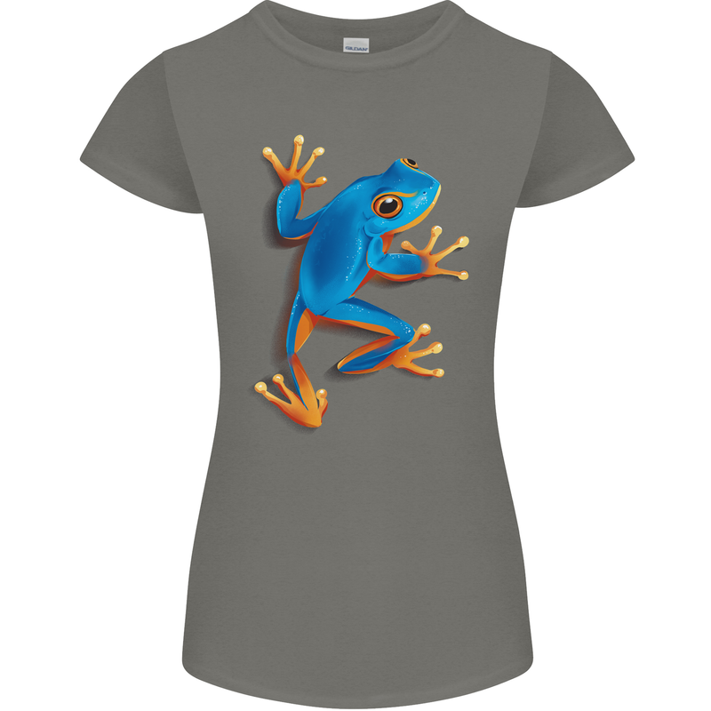 A Cool Frog Climbing Up Womens Petite Cut T-Shirt Charcoal