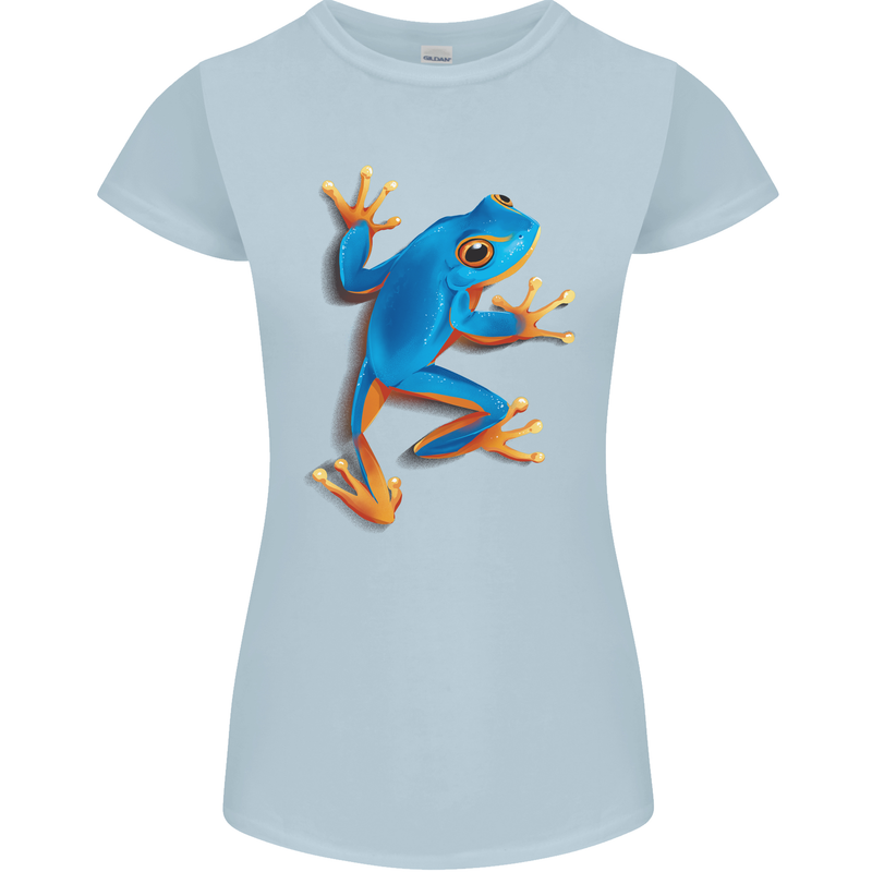 A Cool Frog Climbing Up Womens Petite Cut T-Shirt Light Blue