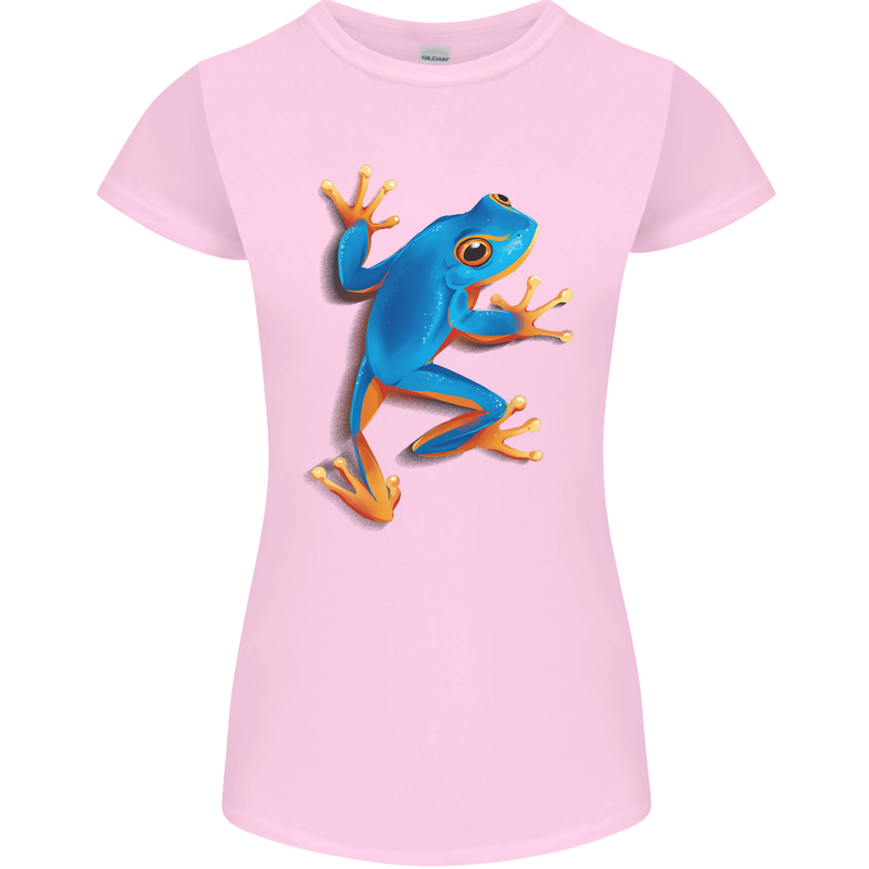 A Cool Frog Climbing Up Womens Petite Cut T-Shirt Light Pink