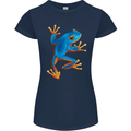 A Cool Frog Climbing Up Womens Petite Cut T-Shirt Navy Blue