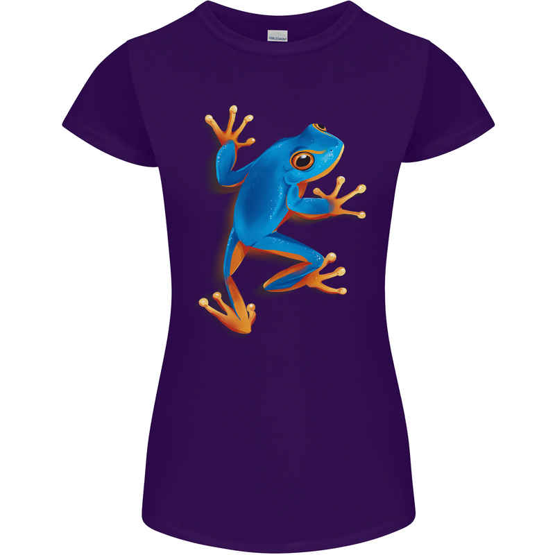 A Cool Frog Climbing Up Womens Petite Cut T-Shirt Purple