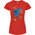 A Cool Frog Climbing Up Womens Petite Cut T-Shirt Red