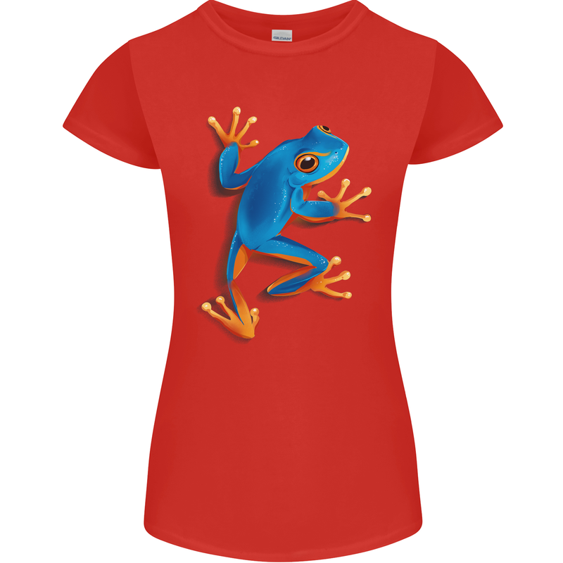 A Cool Frog Climbing Up Womens Petite Cut T-Shirt Red