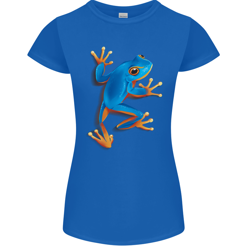 A Cool Frog Climbing Up Womens Petite Cut T-Shirt Royal Blue