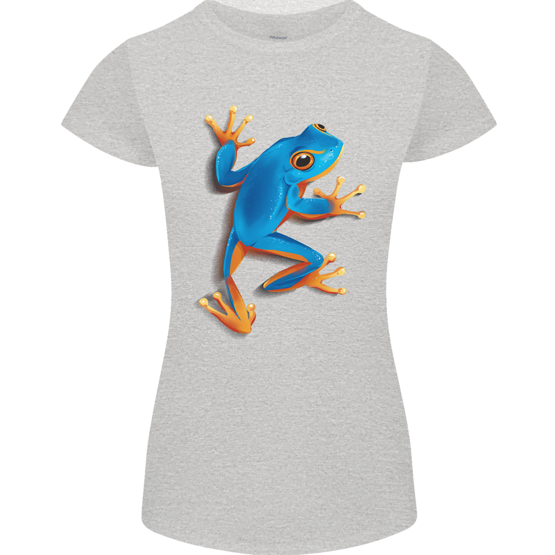 A Cool Frog Climbing Up Womens Petite Cut T-Shirt Sports Grey