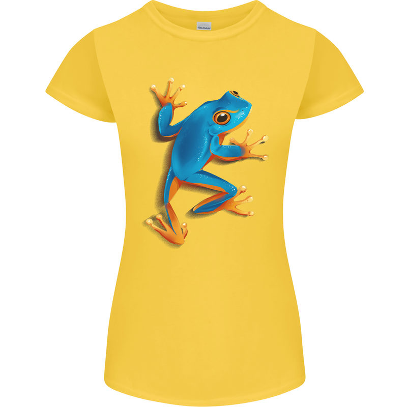 A Cool Frog Climbing Up Womens Petite Cut T-Shirt Yellow