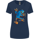 A Cool Frog Climbing Up Womens Wider Cut T-Shirt Navy Blue