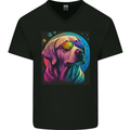 A Cool Golden Retriever With Glasses Dog Mens V-Neck Cotton T-Shirt Black