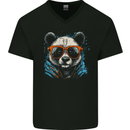 A Cool Panda Wearing Glasses Mens V-Neck Cotton T-Shirt Black