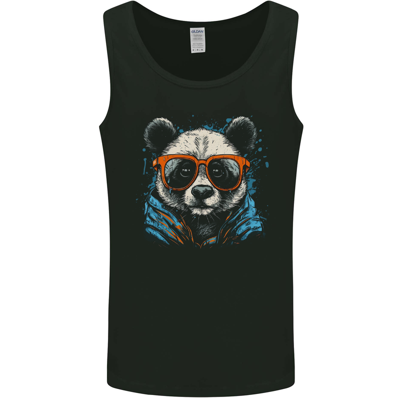 A Cool Panda Wearing Glasses Mens Vest Tank Top Black