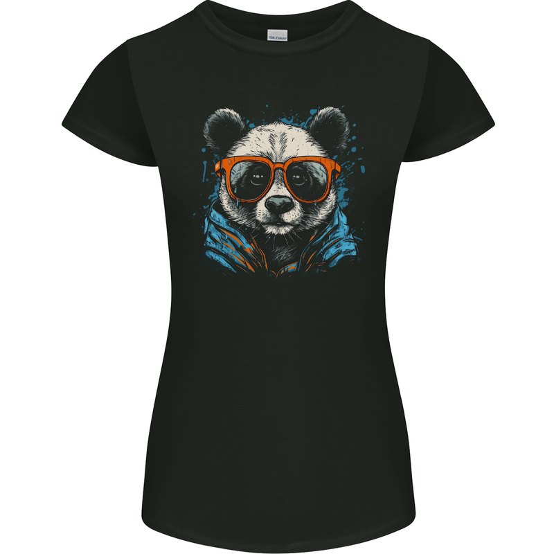 A Cool Panda Wearing Glasses Womens Petite Cut T-Shirt Black