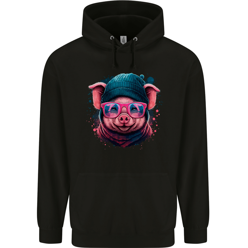 A Cool Pig Childrens Kids Hoodie Black