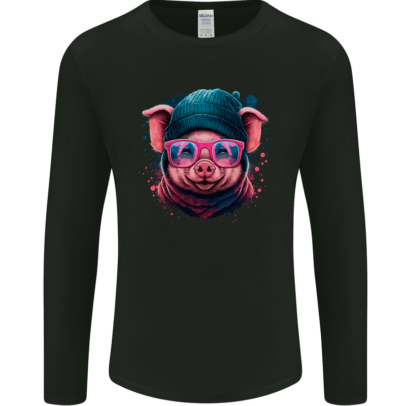 A Cool Pig Mens Long Sleeve T-Shirt Black