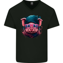 A Cool Pig Mens V-Neck Cotton T-Shirt Black