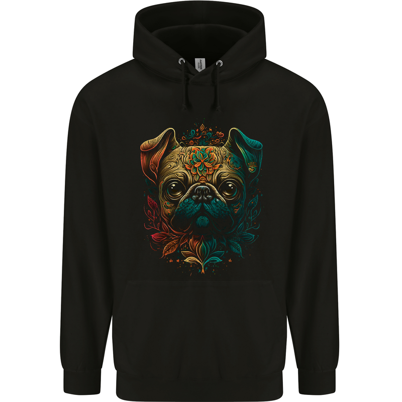 A Cool Pug Dog Childrens Kids Hoodie Black