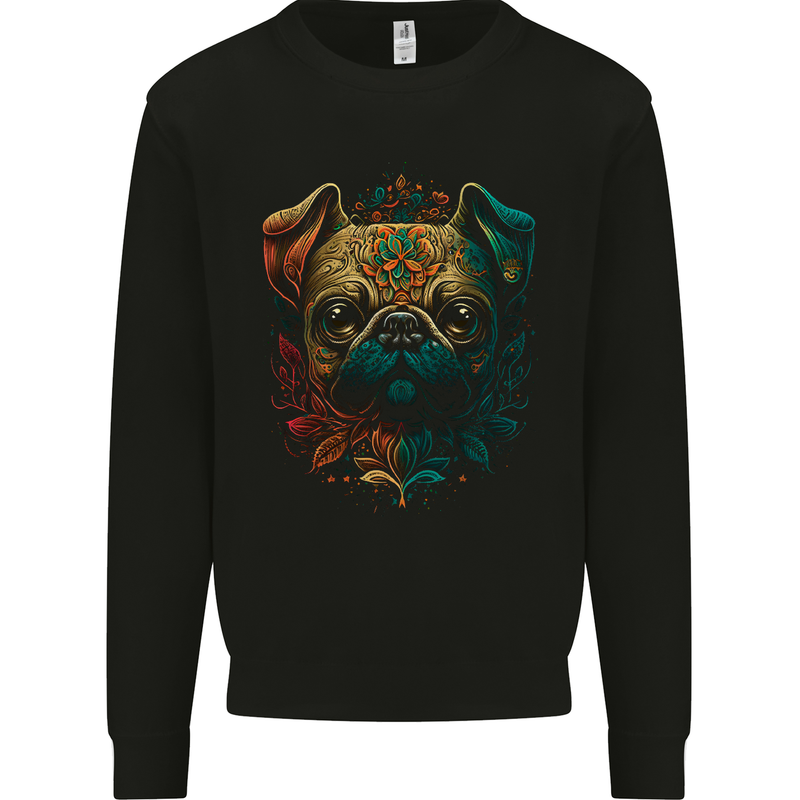 A Cool Pug Dog Mens Sweatshirt Jumper Black