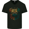 A Cool Pug Dog Mens V-Neck Cotton T-Shirt Black